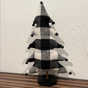 Buffalo Plaid Black and White Holiday Tree Decor